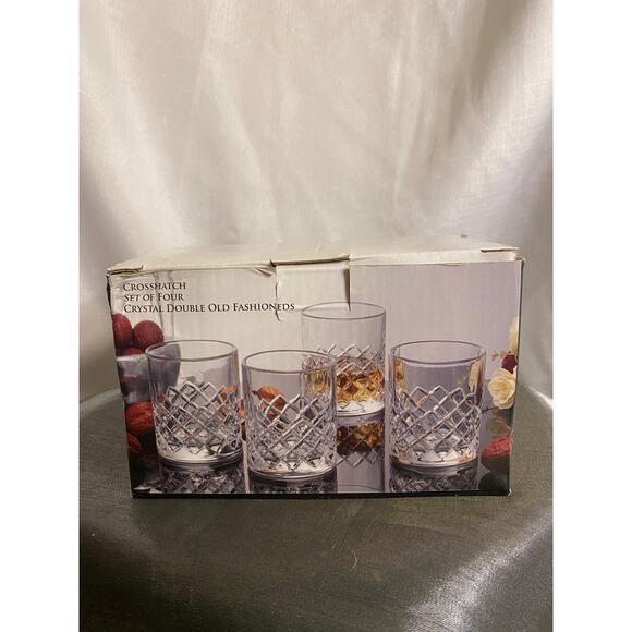 set 3 Shannon Hatch Collection by Godinger Crystal Double Old Fashioned Glasses - Picture 1 of 16